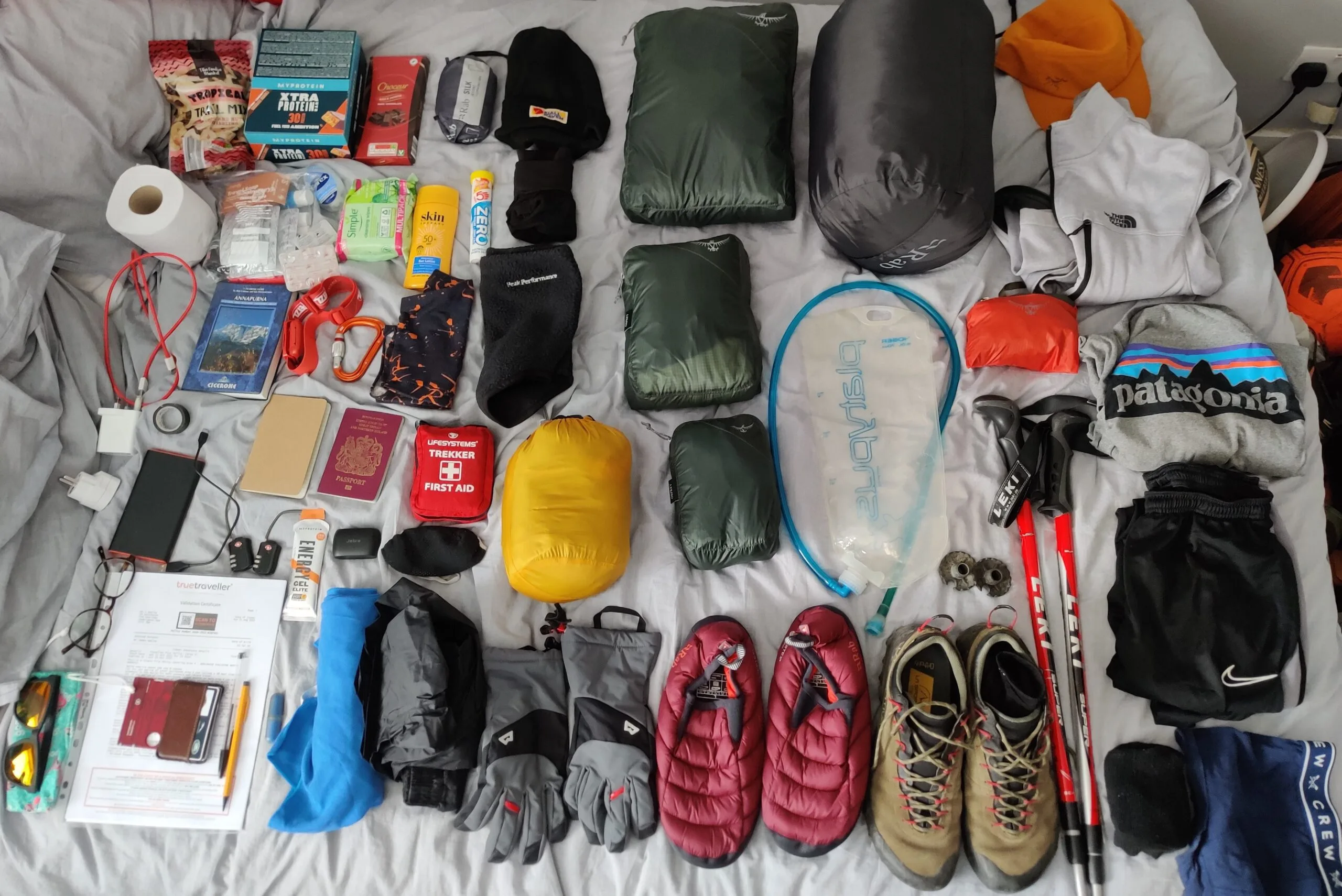 Ultimate Trekking Kit List packing spread