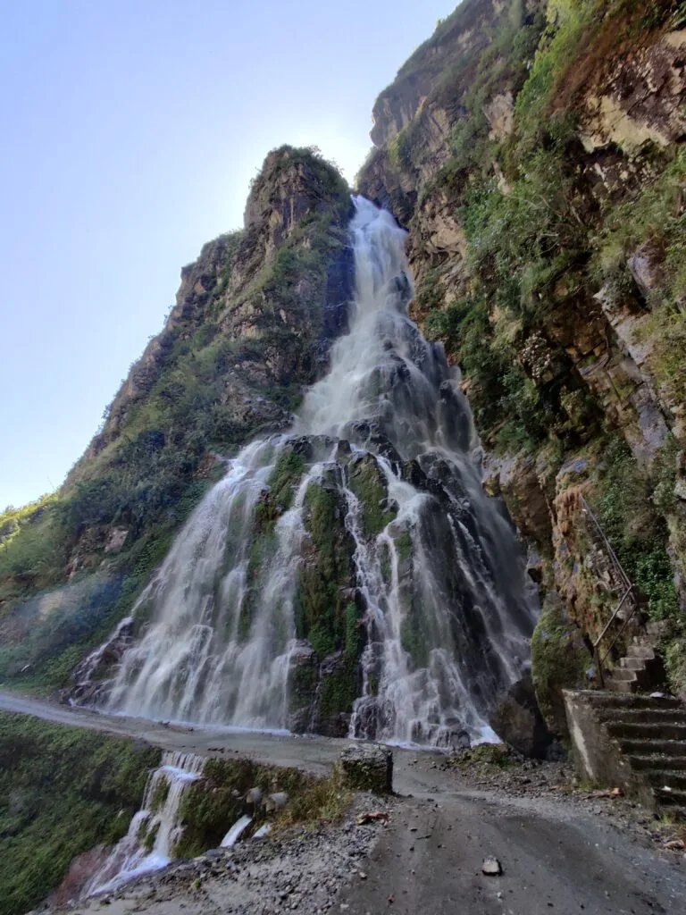Waterfall above the Annapurna Circuit Himalayas Trek