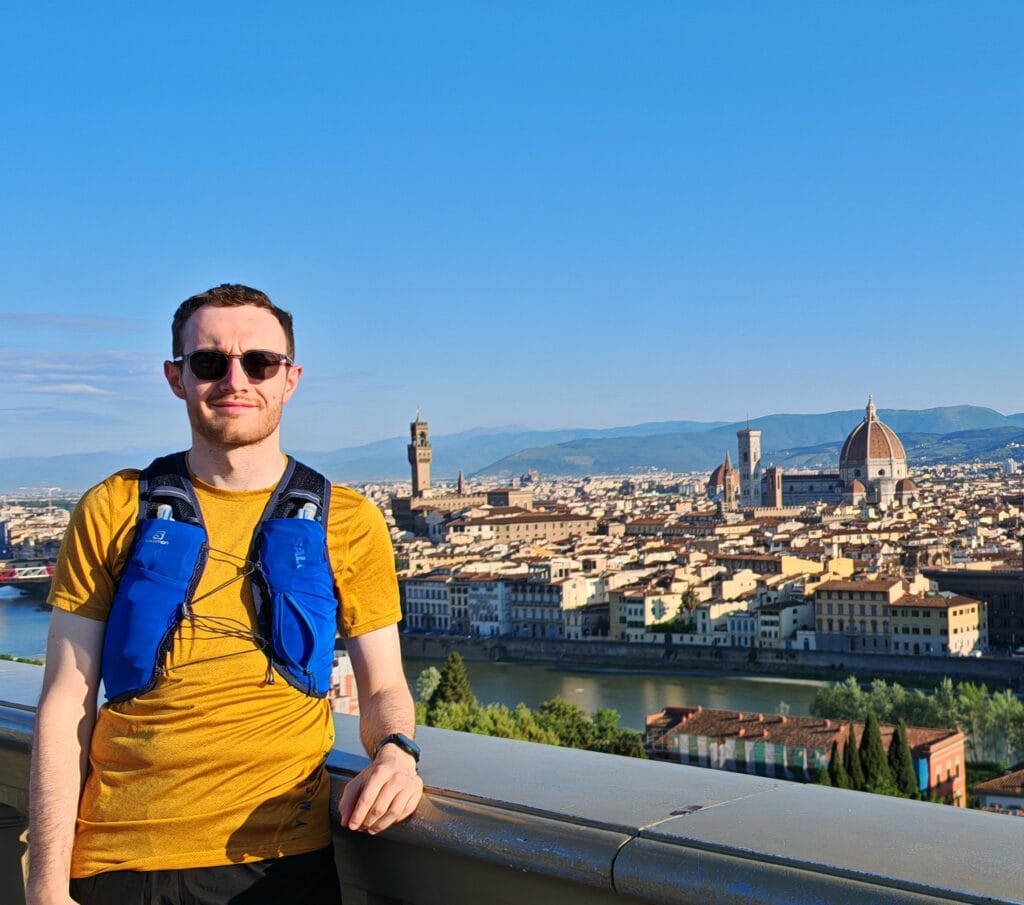 Runner at Piazzale Michelangelo viewpoint in Florence