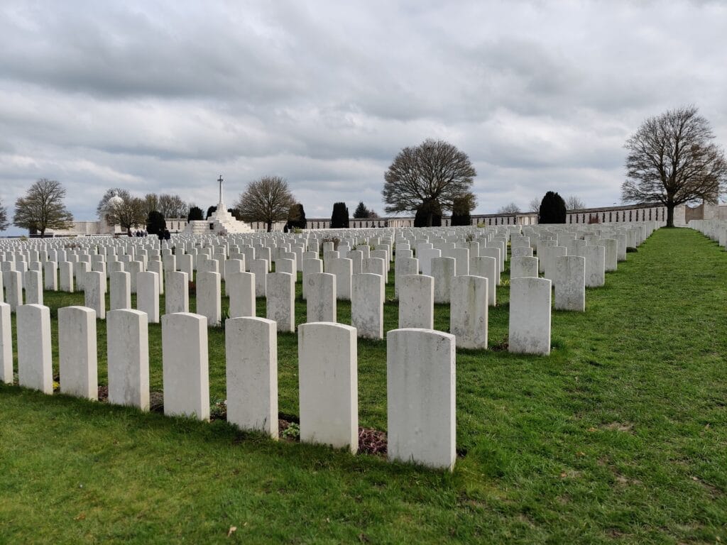 Photograph of Tyne Cot Cemetery in flanders fields near ypres ww1 battlefields