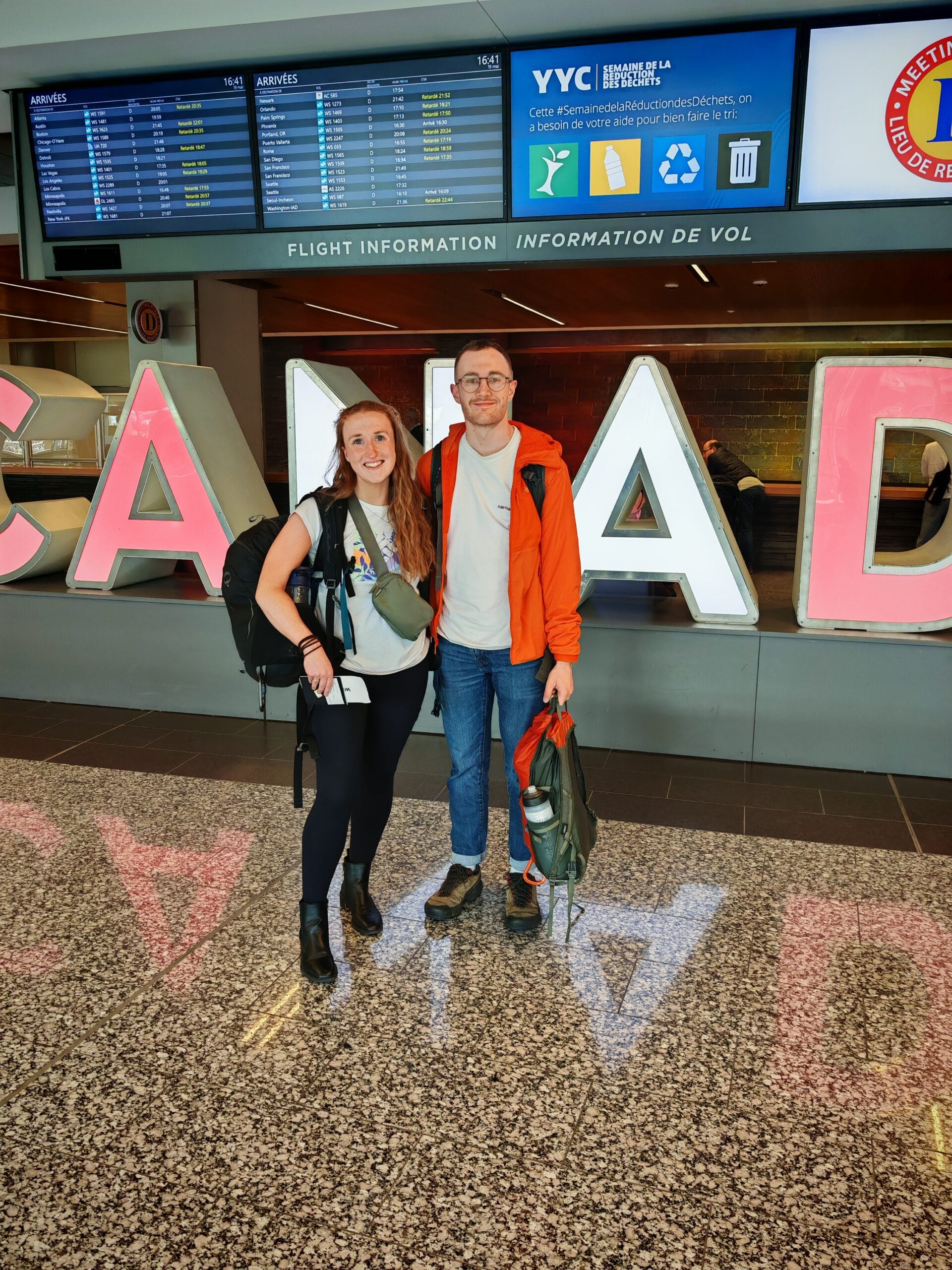 2 tarvellers arriving to Canada on a Canada IEC Visa at Calgary airport