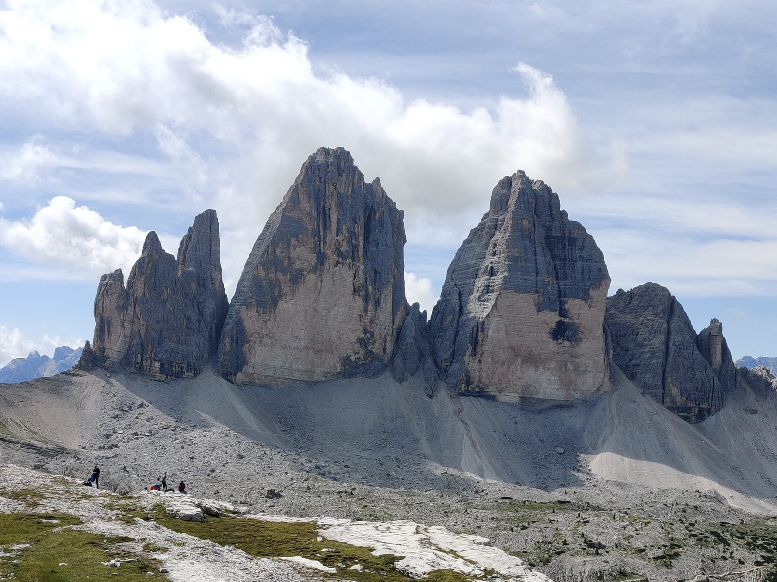 Dolomites mountain peaks and rifugio trekking views in Italy