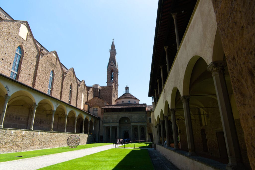 The inner gardens of Basilica of Santa Croce in Florence