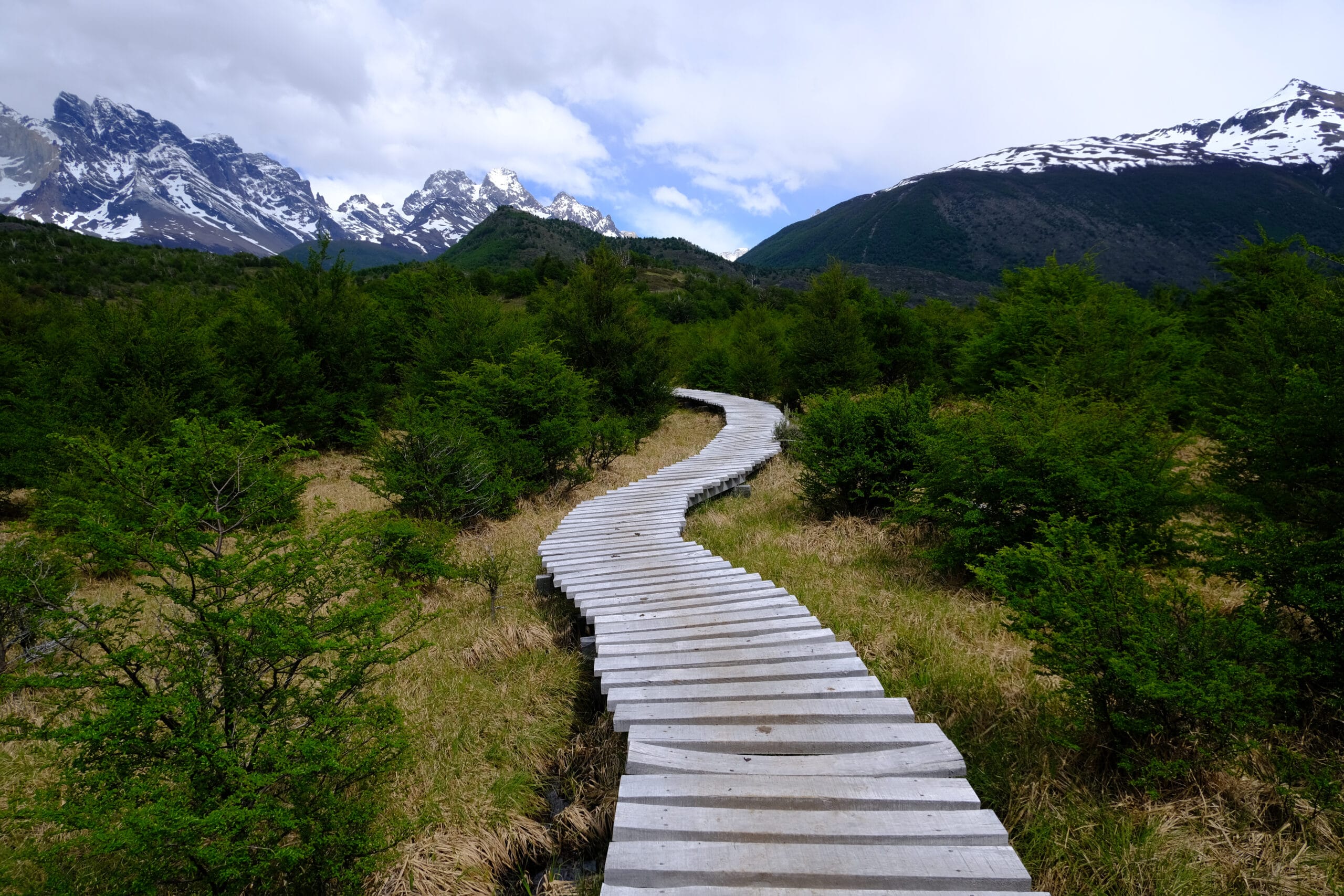 Boardwalk path on the stage from Seron to Dickson on the Torres del Paine O Circuit