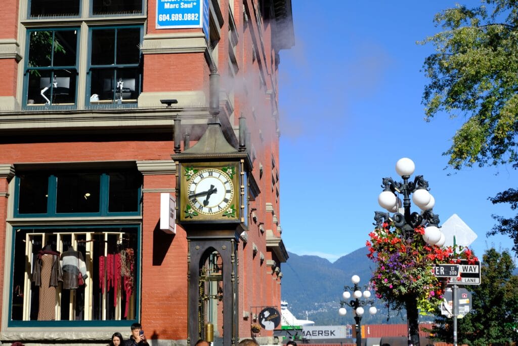 The Steam Clock in gastown is a popular tourist attraction with displays every 15minutes 
