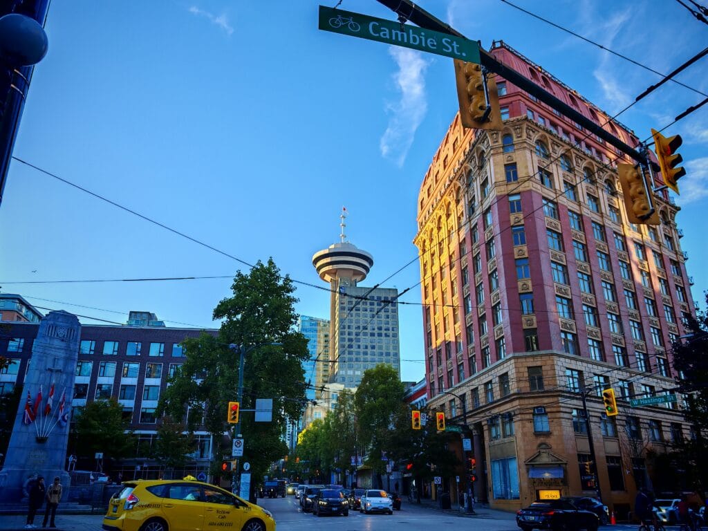 Vancouver lookout from Cordova Street near Gastown